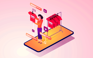 A person selling clothing through a live stream social app.