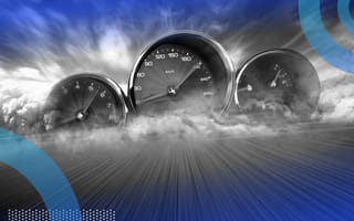 Speedometers on a horizon illustration