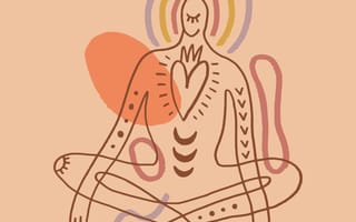 An abstract drawing of a person meditating.