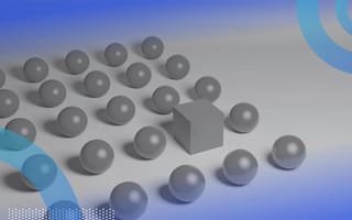 spheres in rows with one cube present as an outlier