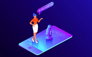 An AI voice assistant stanting on a mobile device depicted as a woman.