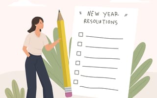 A woman plans her new year's resolutions.