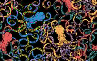 A colorful image of octopi.