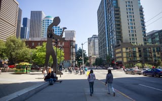 Industrial style art in downtown Seattle.
