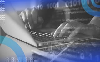 What Is an Algorithm? Algorithm image of a person's hands on a laptop with an overlay of algorithm code as a watermark