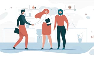 An illustration shows a new employee meeting new team members