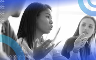 intercultural competence close-up image of a woman of color in the middle of speaking and gesturing with her hands