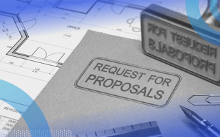 RFP image of a folder on a desk with a stamp on it that says requests for proposals