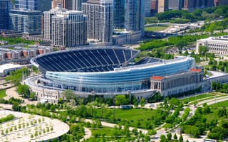 Aerial view of Chicago's Soldier Field in summer