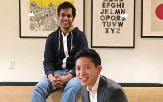 Angle Health co-founders Anirban Gangopadhyay (left) and Ty Wang (right) pose together for a photo inside.