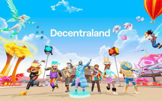 A group of Decentraland users gathered in a public square created in Decentraland.