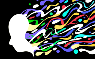 An AI face with paint flowing from its brain.