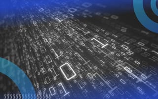 Compiler image of of ones and zeroes moving across the screen similar to the Star Wars crawler