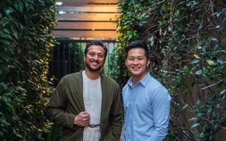 Finch co-founders Ansel Parikh (left) and Jeremy Zhang (right) pose for a photo outside.