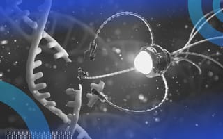 Nanorobotics theoretical image of a nanorobot repairing a strand of DNA