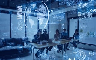 A tech team meeting in a conference room.