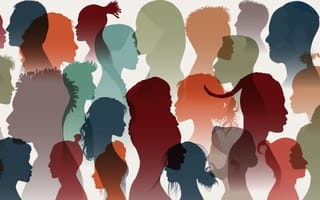 A collage of silhouettes of a diverse range of people.