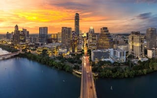 The Austin skyline at sunset.