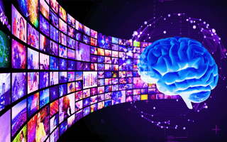 An AI brain generating video content.