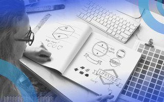 Branding Person working from notebook illustrating