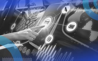 Graphical user interface (GUI) image of a person using a touch screen in car