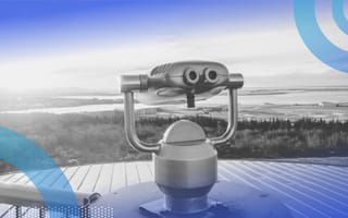 An observation point with telescopic glasses atop a landscape