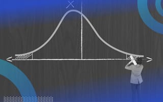 A person draws a huge normal distribution curve with a giant piece of chalk
