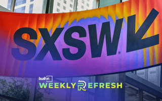 A SXSW banner hanging in downtown Austin.