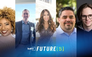 Five Los Angeles entrepreneurs are pictured in side-by-side photos.