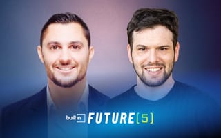 Plural was co-founded by CEO Sam Weaver (left) and CTO Michael Guarino (right). They are pictured against a colored background with the Built In Future 5 logo.