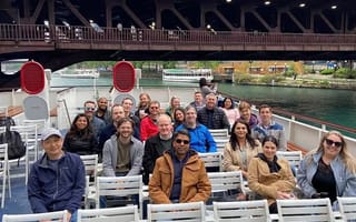 A group of Zoro employees on a Chicago boat tour.