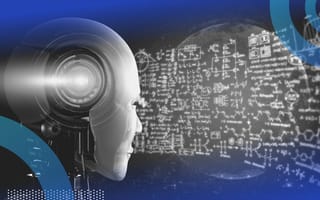 A robot looks at a math problem