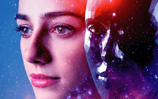 An artificial intelligence face overlapping a human face.