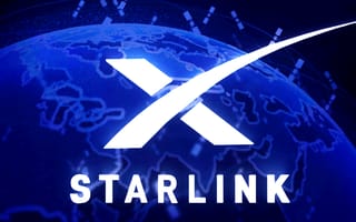 The Starlink logo with an illustration of satellites surrounding the earth.