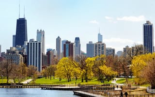 The Chicago skyline seen from Lincoln Park.