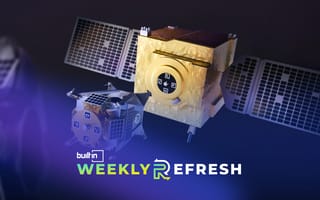 An Orbit Fab satellite floats in space.