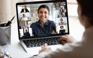 Remote employees chat over Zoom.