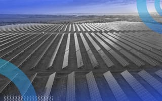Rows of solar panels in a field
