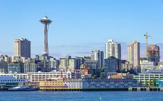 The Seattle skyline from Bainbridge island ferry.