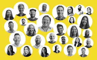 Cie Digital Labs employee headshots on yellow background