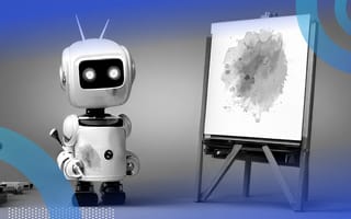robot with easel AI art