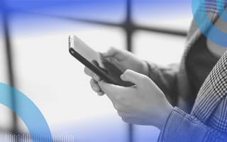 A user works on a smartphone