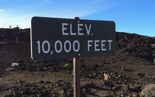 Photo of a sign that reads “Elev. 10,000 Feet”
