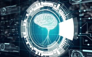 A brain is illustrated on a virtual screen to represent neurotechnology.