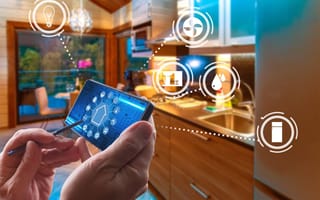 A user manages smart home technology through a mobile app.