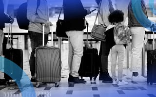 People standing in order at airport