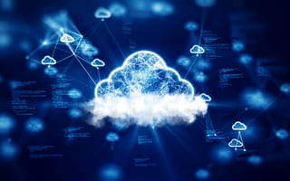 What Is Edge Computing? digital art of small cloud nodes connecting to a central cloud icon