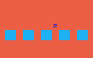 An illustration of a person jumping from one block to another, similar to the way some employees jump from job to job.