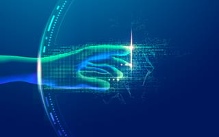 A conceptual rendering of a digital hand.
