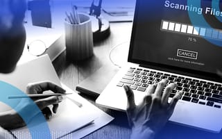 cybersecurity expert scanning files on computer